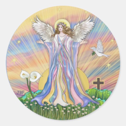 Sticker Rond Bénédiction d'ange (Devant)