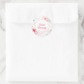 Sticker Rond Bénédiction de Pâques | Motif de fleurs roses | Pâ (Sac)
