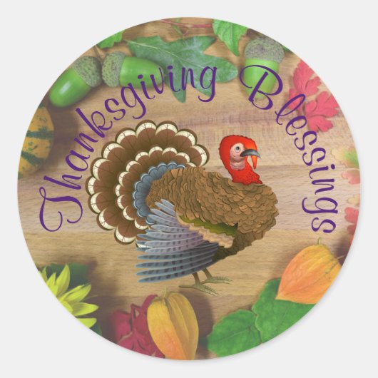 Sticker Rond Bénédiction de Thanksgiving Turquie (Devant)