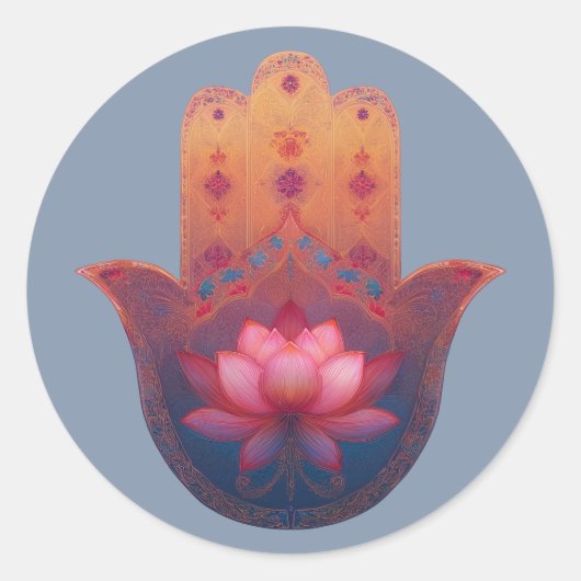 Sticker Rond Bénédiction du Lotus | Main de Hamsa (Devant)