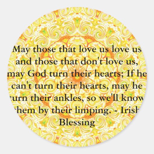 Sticker Rond Bénédiction irlandaise humoristique d'IRLANDE (Devant)