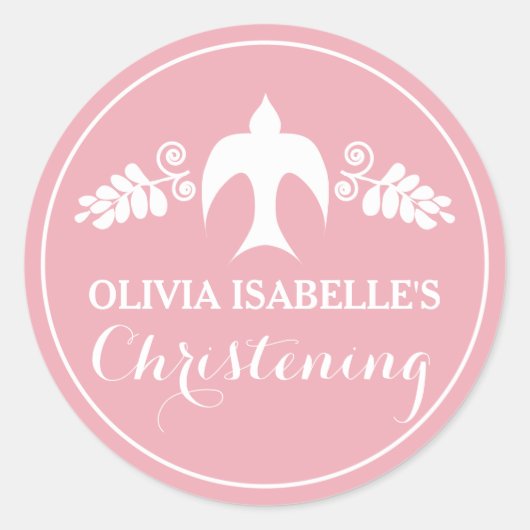 Sticker Rond Bénédiction pour bébé fille Christening Invitation (Devant)