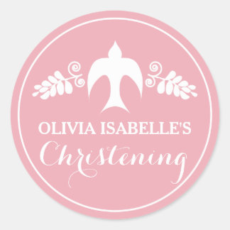 Sticker Rond Bénédiction pour bébé fille Christening Invitation