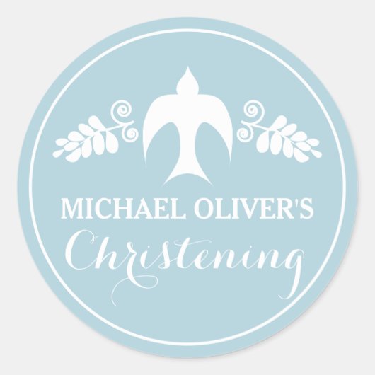 Sticker Rond Bénédiction pour bébé garçon Christening Invitatio (Devant)