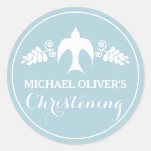 Sticker Rond Bénédiction pour bébé garçon Christening Invitatio