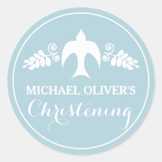 Sticker Rond Bénédiction pour bébé garçon Christening Invitatio