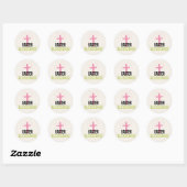 Sticker Rond Bénédictions de Pâques Croix Chrétienne (Feuille)