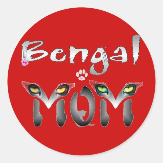 Sticker Rond Bengale Chat Maman cadeaux (Devant)