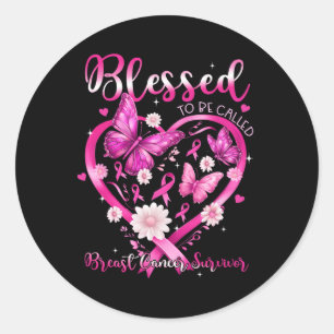 Sticker Rond Béni D'Être Appelé Cancer Du Sein Survivant Coeur