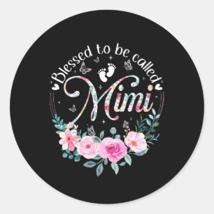Sticker Rond Béni D'Être Appelé Mimi Cute Floral Mothers Day