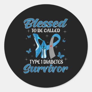 Sticker Rond Béni D'Être Appelé T1d Type 1 Diabète Survivant