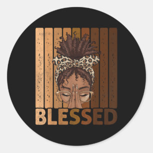 Sticker Rond Béni Femme noire priant Africain-Américain Chris