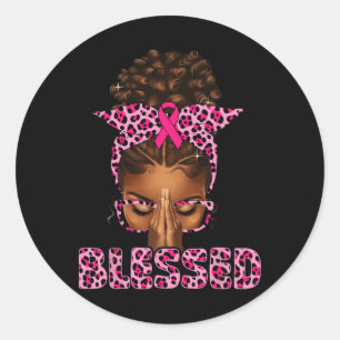 Sticker Rond Béni Femme Noire Priant Afro Chrétienne