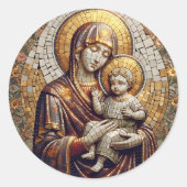 Sticker Rond Béni Mère Marie et Bébé Jésus | Noël (Devant)