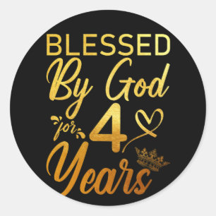 Sticker Rond Béni par Dieu pendant 40 ans 40e anniversaire Foi