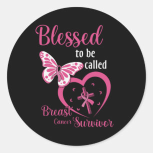 Sticker Rond Bénie d'être appelée survivante du cancer du sein 