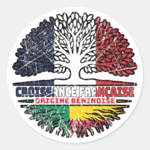 Sticker Rond Bénin Bénin Français France Arbre Drapeau