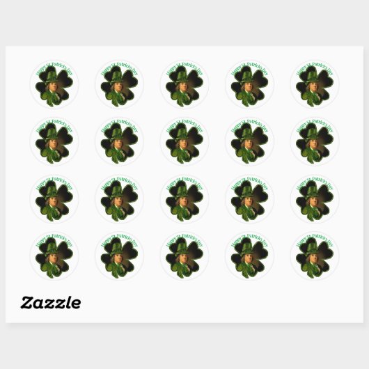 Sticker Rond Benjamin Franklin Clover St Patrick's Day (Feuille)