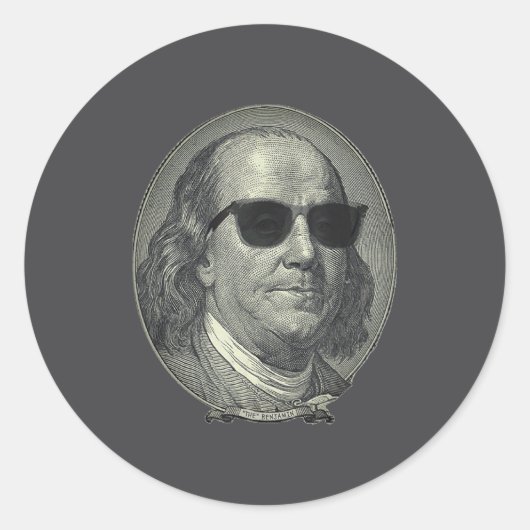 Sticker Rond Benjamin Franklin The Benjamin Its All About  (Devant)