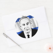 Sticker Rond Benjamin Netanyahu Premier ministre israélien (Enveloppe)