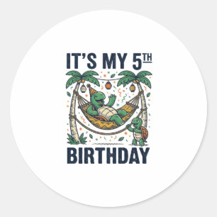 Sticker Rond Berceau de tortue pour 5e anniversaire Gravure vin