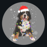 Sticker Rond Berese Mountain Dog Lights Christmas Matching Fam<br><div class="desc">Bernese Mountain Dog Lights Christmas Matching Family</div>