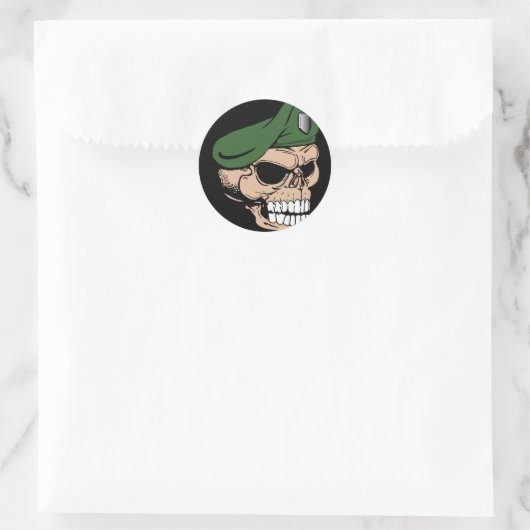Sticker Rond Beret vert crâne (Sac)