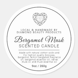Sticker Rond Bergamot Musk à la bougie de diamant maison