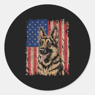 Sticker Rond Berger Allemand 4 juillet Patriotique Etats-Unis I