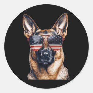 Sticker Rond Berger Allemand Avec Drapeau Usa Fête De L'indépen