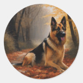 Sticker Rond Berger allemand en automne Feuilles automne Inspir (Devant)