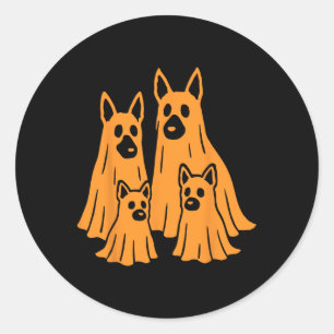 Sticker Rond Berger allemand Halloween Fantôme Famille Drôle Ch