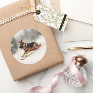 Sticker Rond Berger allemand neige de Noël hiver