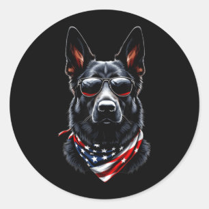 Sticker Rond Berger allemand noir drapeau américain 4 juillet