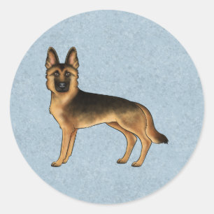 Sticker Rond Berger Allemand noir et feu de dessin animé sur fo