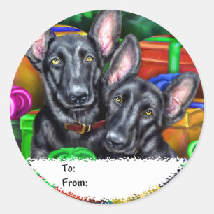 Sticker Rond berger allemand Open Gifts Blu Christmas Gift Tags
