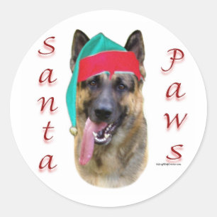 Sticker Rond Berger allemand Père Noël Paws