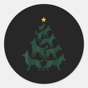 Sticker Rond Berger Allemand Sapin de Noël Drôle Gsd Maman Chie