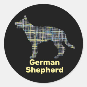 Sticker Rond Berger allemand Silhouette Jaune&Grille noire