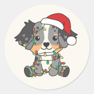 Sticker Rond Berger australien Animaux d'hiver de Noël