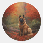 Sticker Rond Berger belge en automne Leaves automne Inspire (Devant)