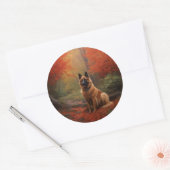 Sticker Rond Berger belge en automne Leaves automne Inspire (Enveloppe)