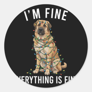 Sticker Rond Berger d'Anatolie Noël Je vais bien Tout va bien