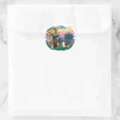 Sticker Rond Berger des Shetland (sable et blanc) (Sac)
