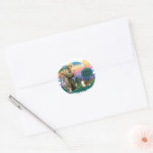 Sticker Rond Berger des Shetland (sable et blanc) (Enveloppe)