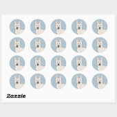 Sticker Rond Berger suisse blanc GSD mignon Chien tête bleu (Feuille)