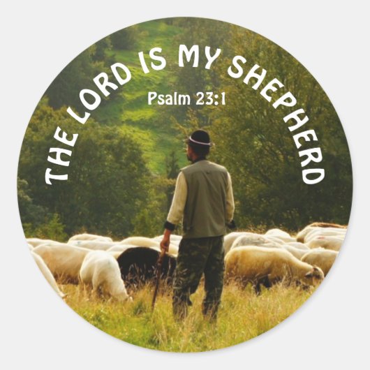 Sticker Rond Berger Surveillant Les Troupeaux De Moutons (Devant)