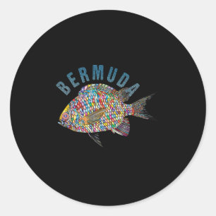 Sticker Rond Bermuda Beach Design _ Illustration Souvenir