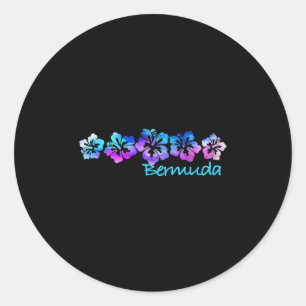 Sticker Rond Bermudes Fleur tropicale Plage de vacances