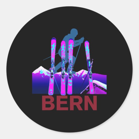 Sticker Rond Bern Ski Et Snowboard Retro 90s Bern Ski (Devant)